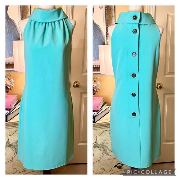 NWOT Sail to Sable Cowl Neck Turquoise Aqua Blue Dress Size SMALL - Picture 1 of 3